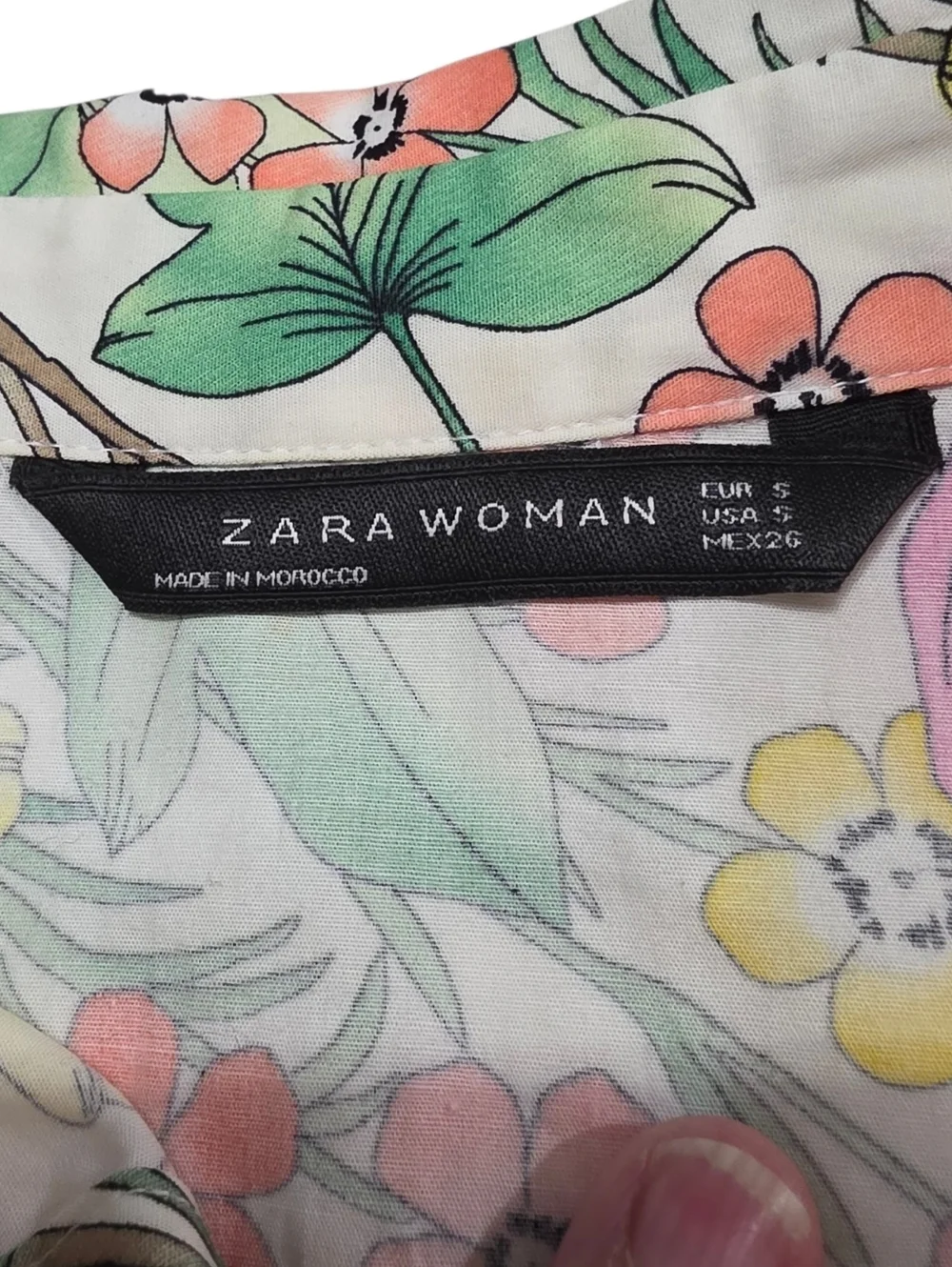 Zara Woman Colorful Botanical Print Blouse With Tiered Puff Sleeves Size Small